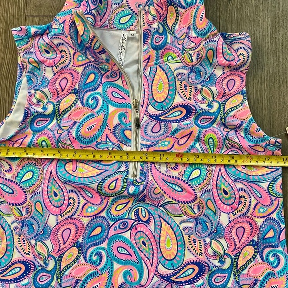 Lulu B Paisley UPF 50+ Sleeveless Zip Neck Dress NWT Medium new with tags resort - Picture 4 of 11
